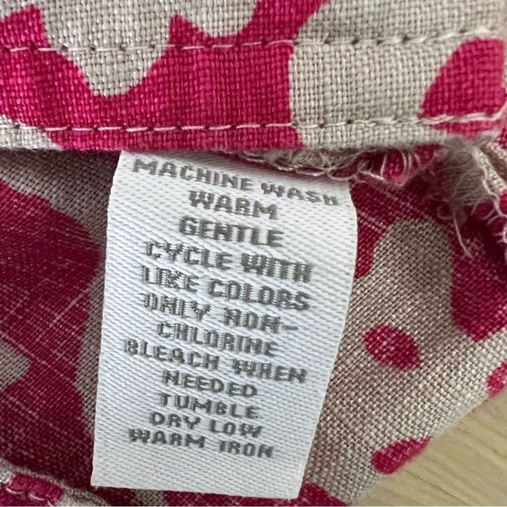 Charter Club Linen Pink Printed Long Roll-Tab Sleeve Blouse Size 12 - Picture 9 of 11